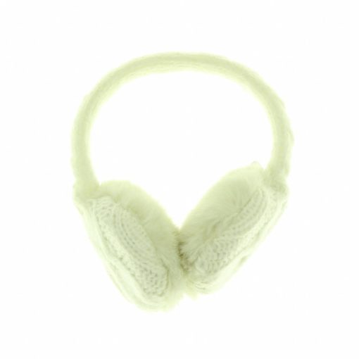 Műszőrmés fehér kötött fülvédő