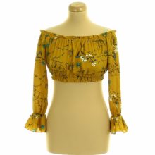 Virágmintás mustársárga top