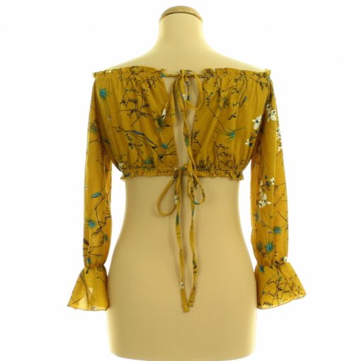 Virágmintás mustársárga top