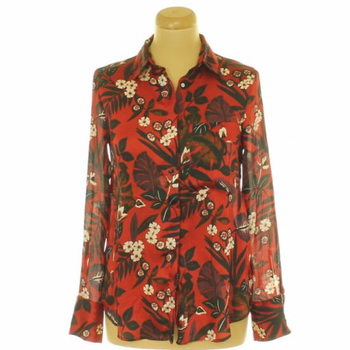 Zara virágmintás bordó szatén  ing