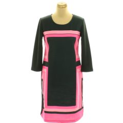 Body Flirt pink mintás fekete ruha