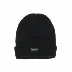 Bélelt sötétkék kötött sapka