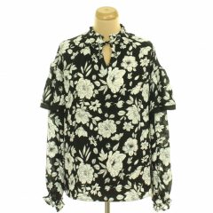 TU virágmintás fekete blúz