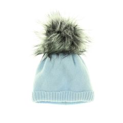Polárbéléses kék kötött baby sapka
