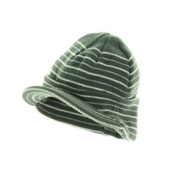 Csíkos szürke kötött baby sapka