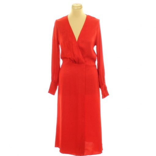 H&M mintás piros szatén ruha