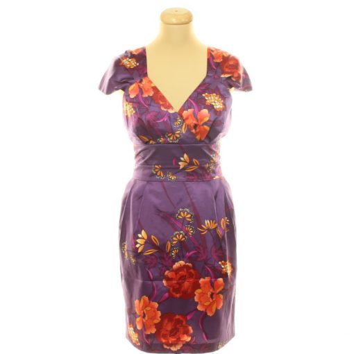 Evie virágmintás lila szatén ruha