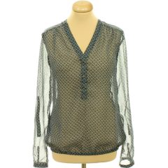 Amisu mintás szürke roll-up ujjú blúz