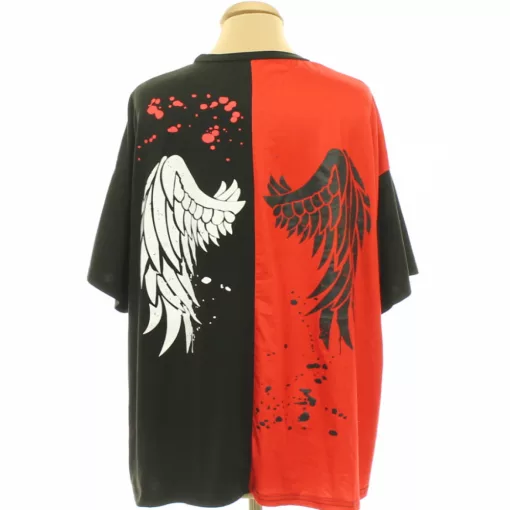 Shein mintás piros-fekete póló