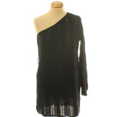 Boohoo Beach félvállas fekete kötött ruha