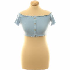 Shein díszgombos kék top