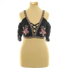 River Island hímzett sötétkék top