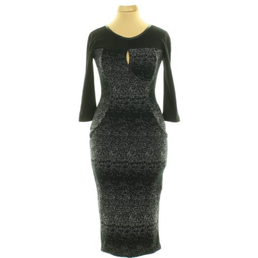 TFNC London testhezálló mintás fekete ruha