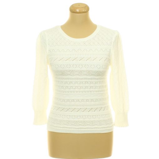 Orsay áttört mintás fehér kötött pulóver