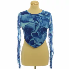 Select mintás kék necc top