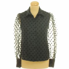 Mango pöttyös fekete organza blúz