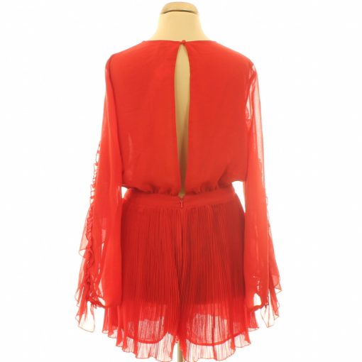 River Island piros pliszírozott overál