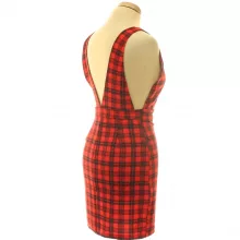 Shein kockás piros ruha