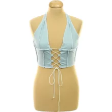 Shein fűzős kék top