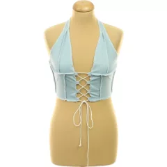 Shein fűzős kék top
