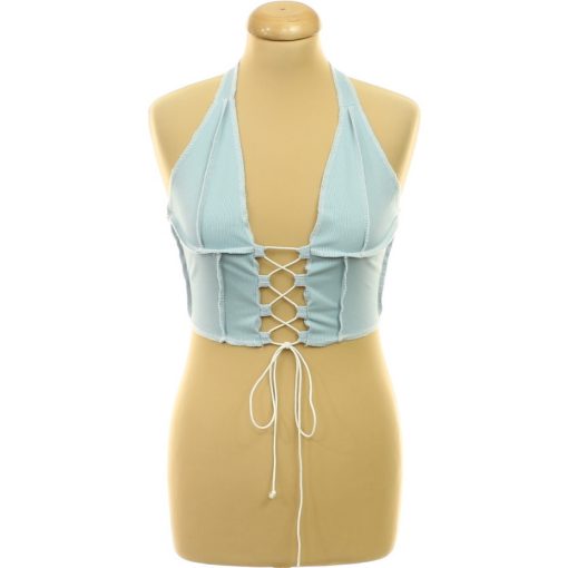 Shein fűzős kék top