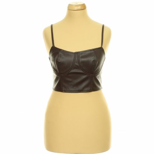 Missguided barna műbőr top