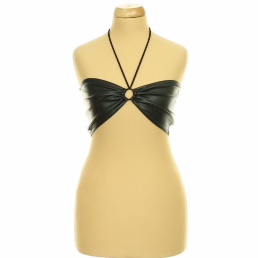 Pretty Little Thing fekete műbőr top