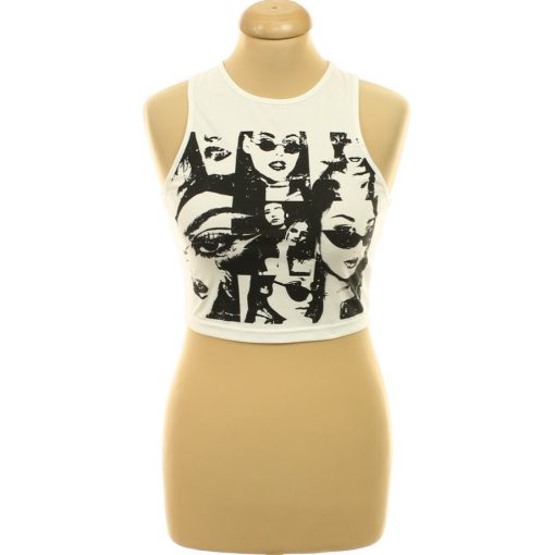 Shein mintás fehér top