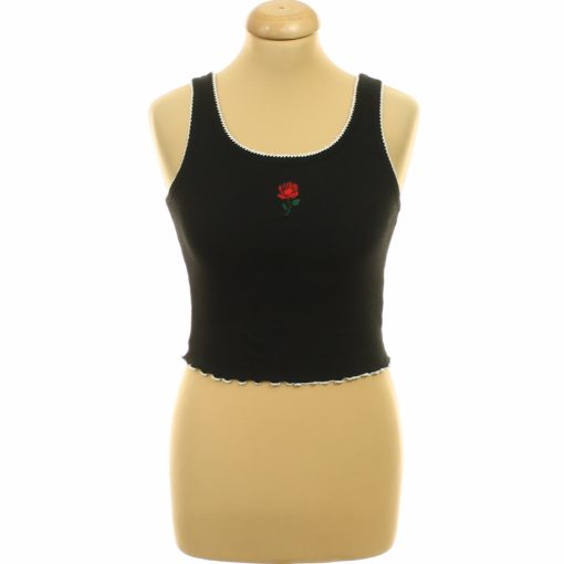 Fishbone hímzett fekete top