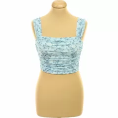 Shein virágmintás kék necc top