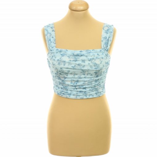 Shein virágmintás kék necc top