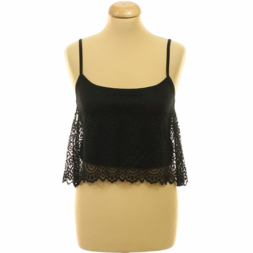 Fishbone fekete csipke top