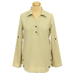 Shein barna roll-up ujjú blúz