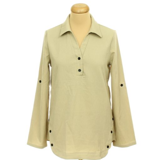 Shein barna roll-up ujjú blúz