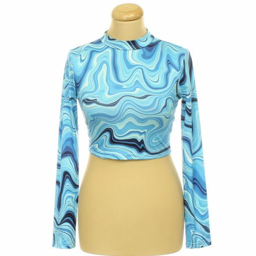 Shein mintás kék top