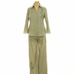 Hímzett len ing-nadrág szett