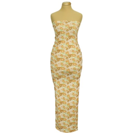 Pretty Little Thing virágmintás pánt nélküli maxi ruha