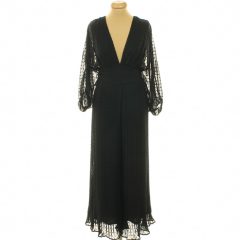 Boohoo pliszírozott fekete overál