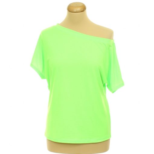 Shein aszimmetrikus neonzöld póló