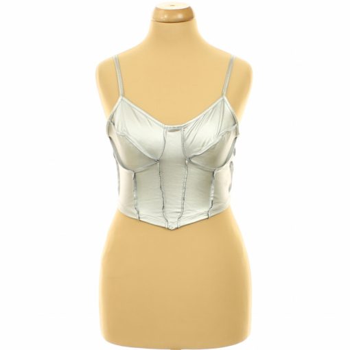 Shein ezüst bőrhatású top
