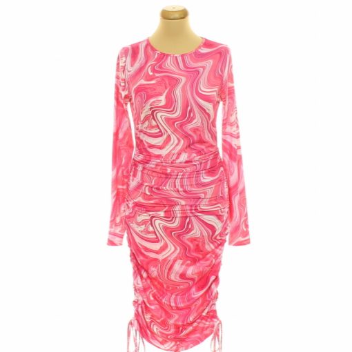 Shein mintás pink ruha