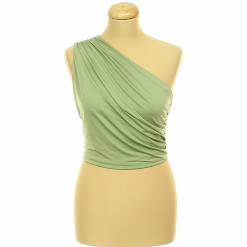 H&M ráncolt zöld félvállas top