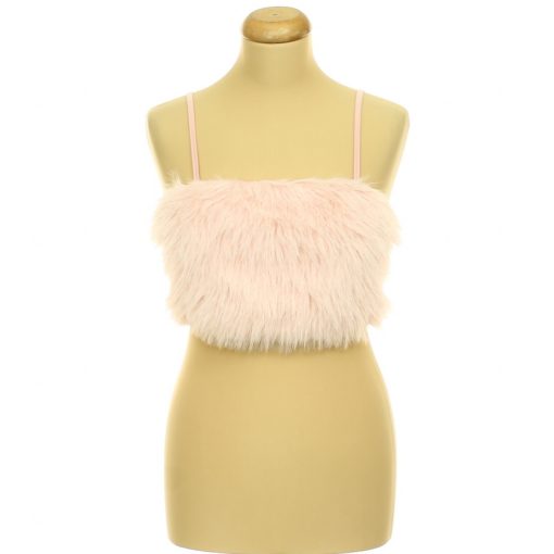 Shein műszőrmés rózsaszín top