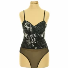 New Look hímzett fekete necc body