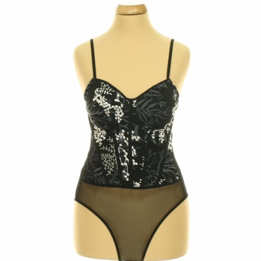 New Look hímzett fekete necc body