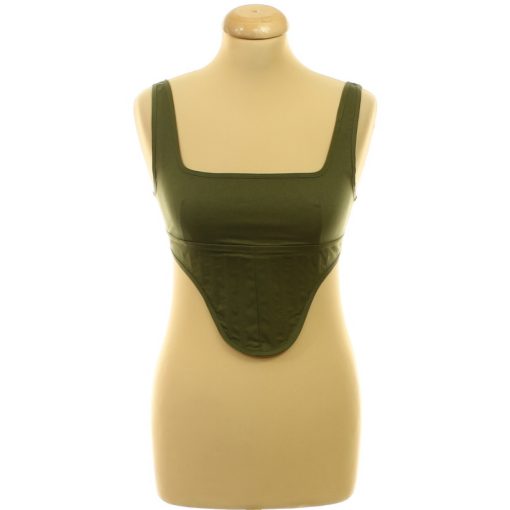 Pretty Little Thing khakizöld corset top