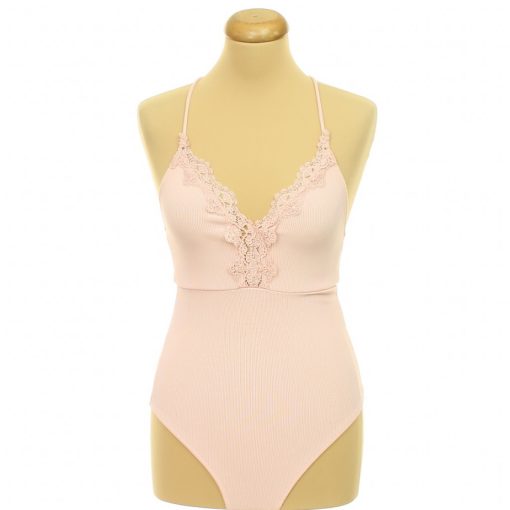Topshop csipkés rózsaszín body