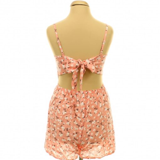 Select virágmintás rózsaszín overál