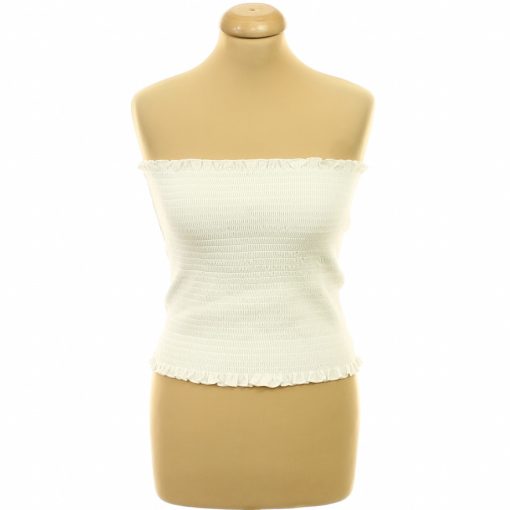 H&M fehér gumírozott top