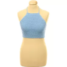 Mango kék horgolt top